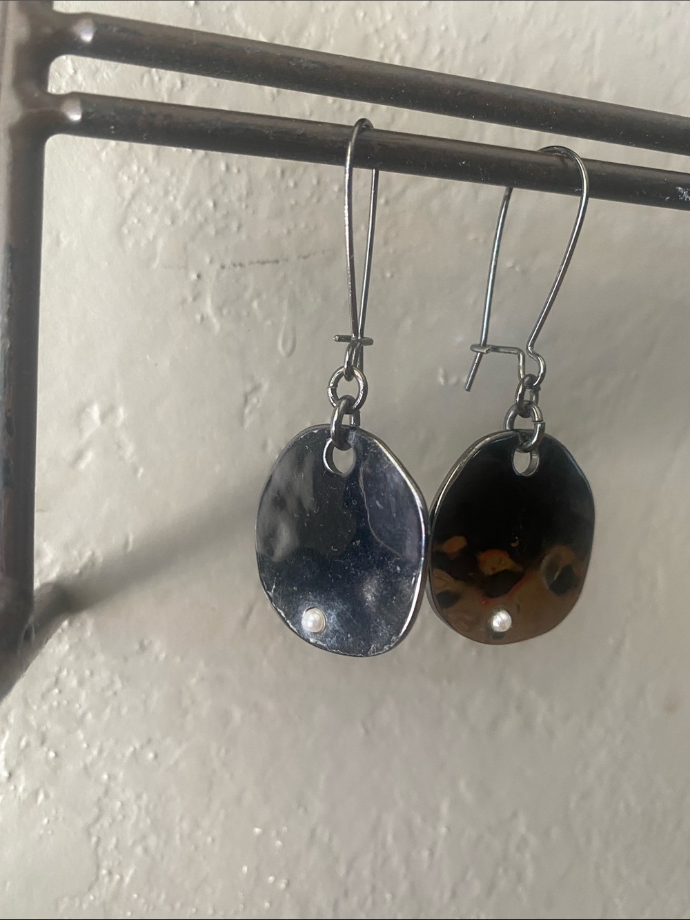 Retired Silpada Stormy Nights wavy Feldspar and Sterling Silver Dangle Earrings